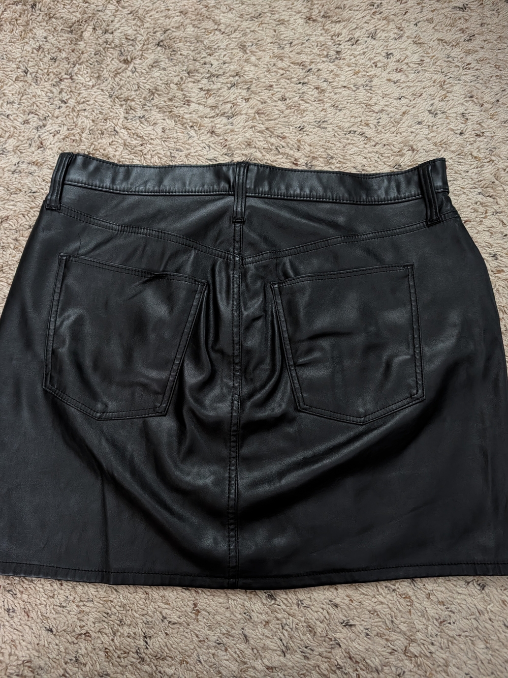 Universal Thread Black Faux Leather Mini Skirt with Back Pockets